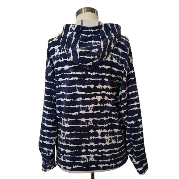 Athleta Shibori Dyed Blue & White Hoodie Sweatshirt w' Pouch Pocket Medium Tall - Picture 4 of 8